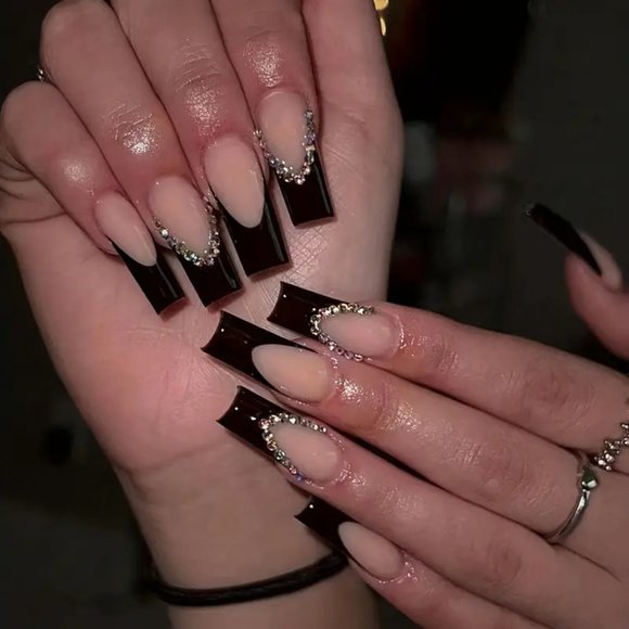 24pcs Sparkling Pink French Tip Fake Nails - Perfect For Everyday Glam & Special - Picture 1 of 4